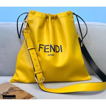 Fendi Leather Pack Medium Drawstring Pouch Bag Yellow 2020 (chaoliu-20120829)