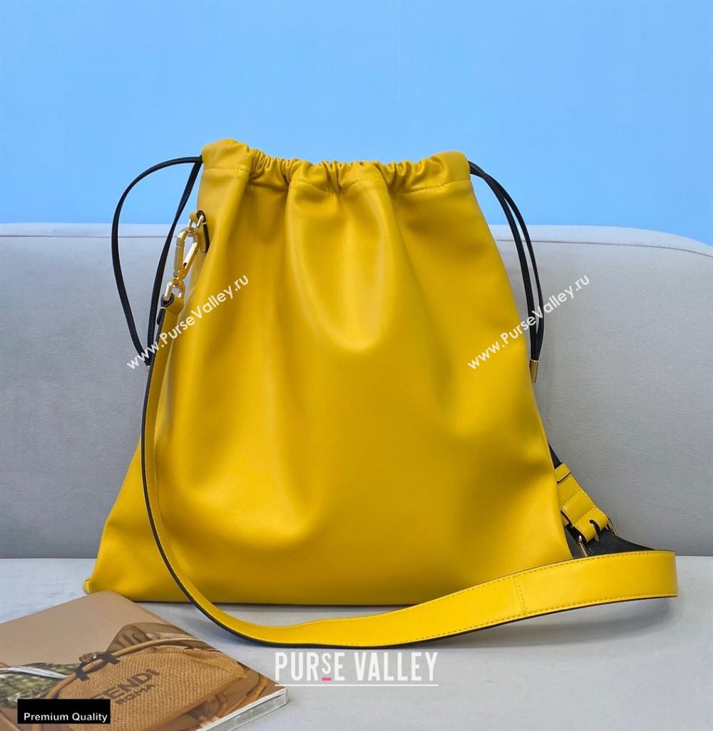 Fendi Leather Pack Medium Drawstring Pouch Bag Yellow 2020 (chaoliu-20120829)