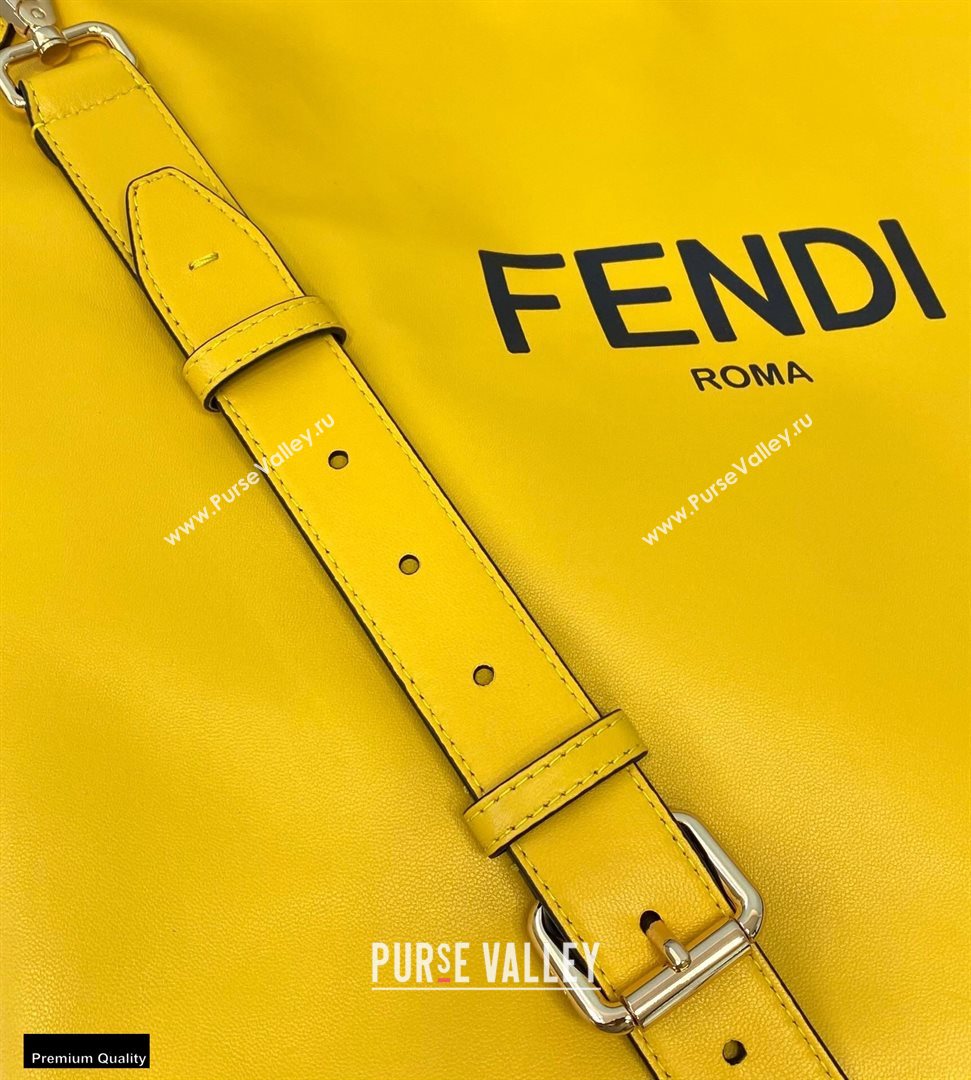 Fendi Leather Pack Medium Drawstring Pouch Bag Yellow 2020 (chaoliu-20120829)