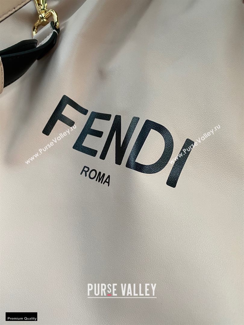 Fendi Leather Pack Medium Drawstring Pouch Bag Pale Pink 2020 (chaoliu-20120830)