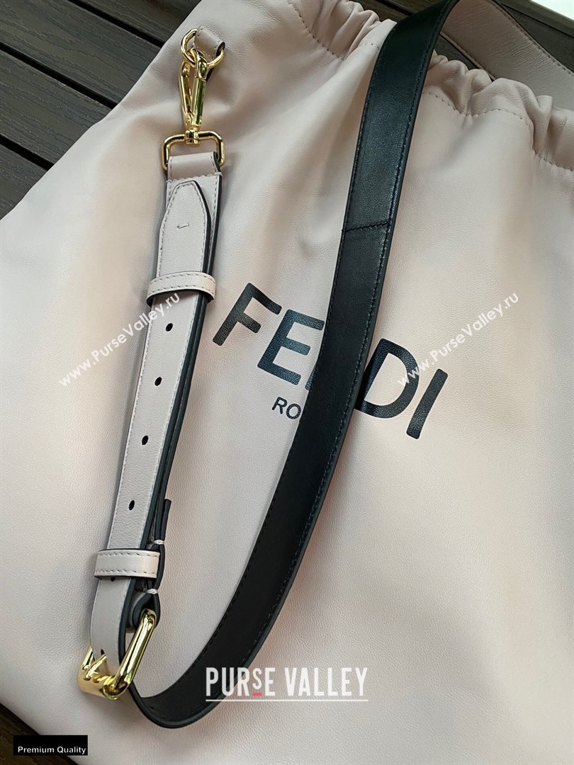 Fendi Leather Pack Medium Drawstring Pouch Bag Pale Pink 2020 (chaoliu-20120830)