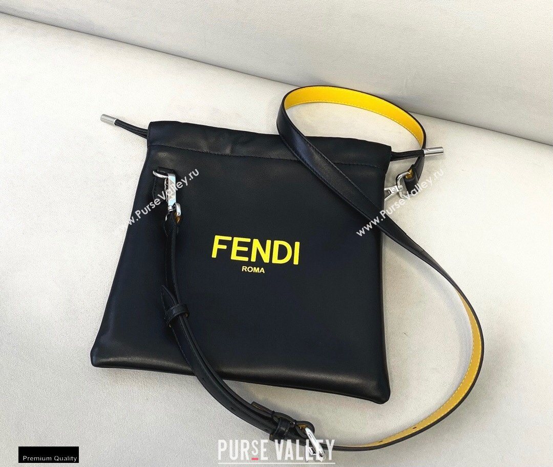 Fendi Leather Pack Small Drawstring Pouch Bag Black 2020 (chaoliu-20120831)