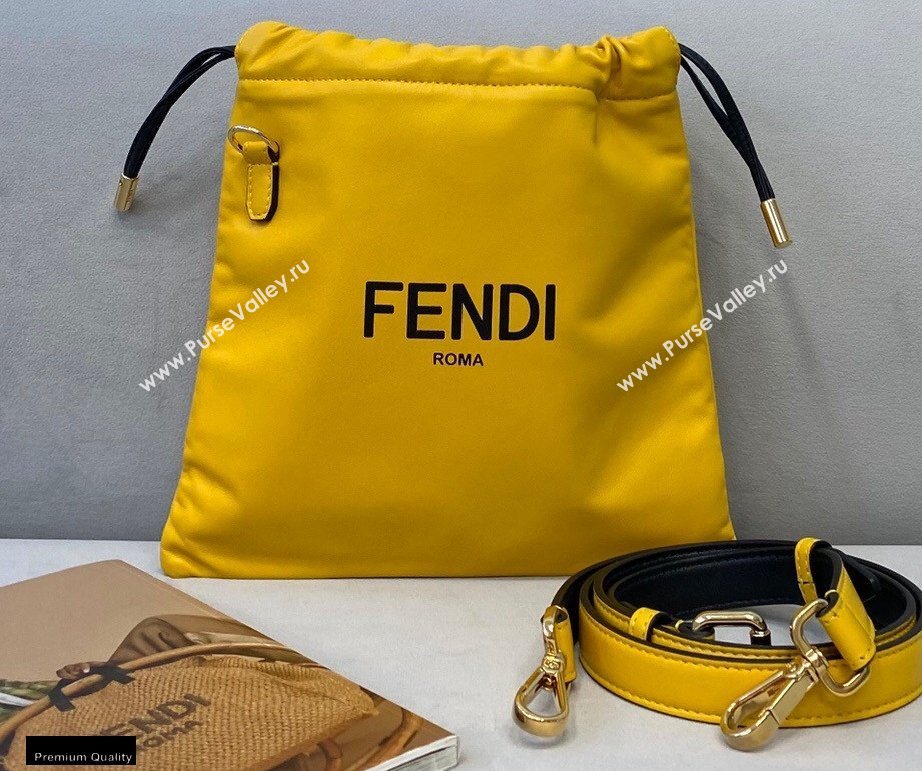 Fendi Leather Pack Small Drawstring Pouch Bag Yellow 2020 (chaoliu-20120832)