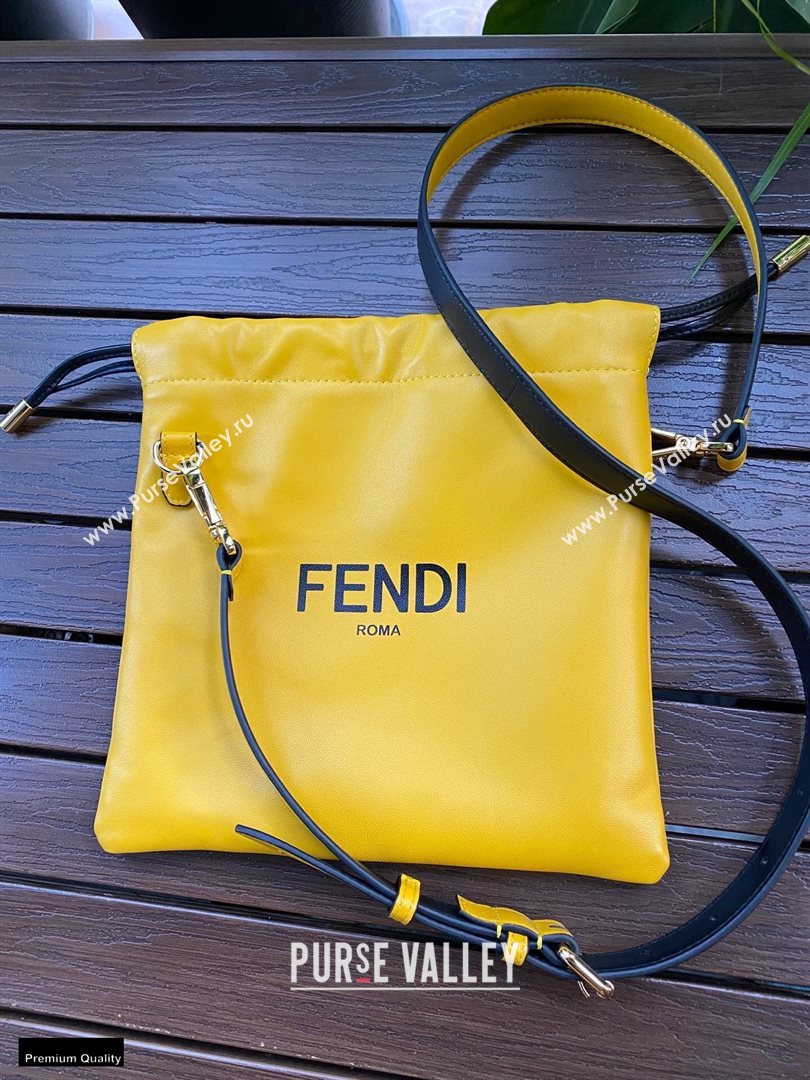 Fendi Leather Pack Small Drawstring Pouch Bag Yellow 2020 (chaoliu-20120832)