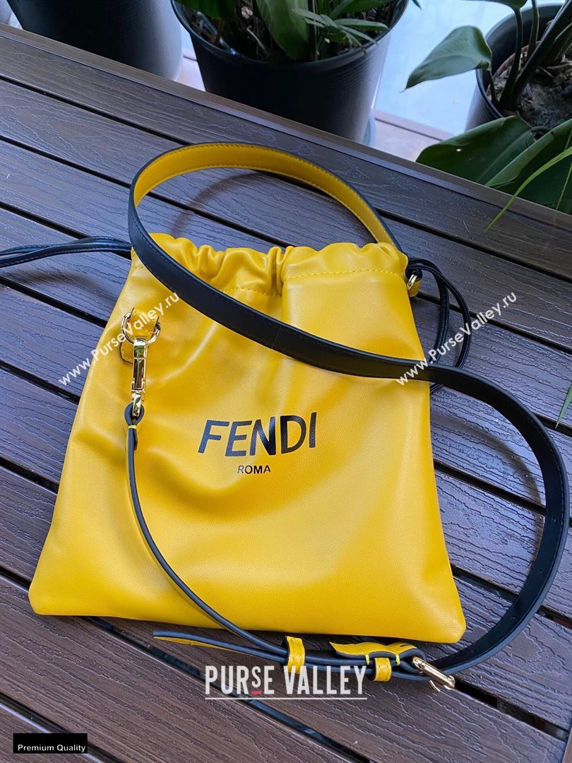 Fendi Leather Pack Small Drawstring Pouch Bag Yellow 2020 (chaoliu-20120832)