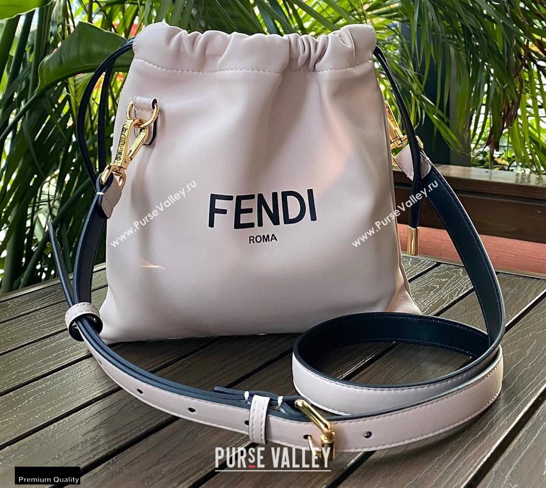Fendi Leather Pack Small Drawstring Pouch Bag Pale Pink 2020 (chaoliu-20120833)