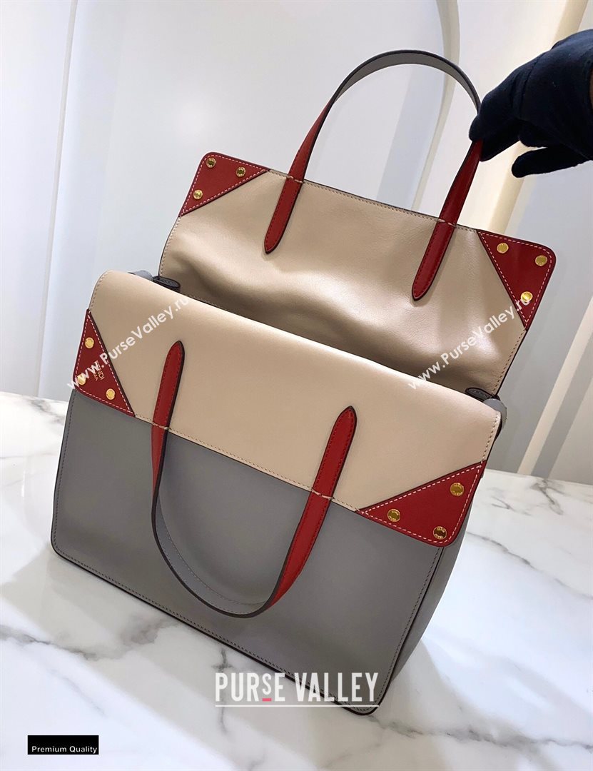 Fendi Flip Large Tote Bag Gray/Red (chaoliu-20120804)