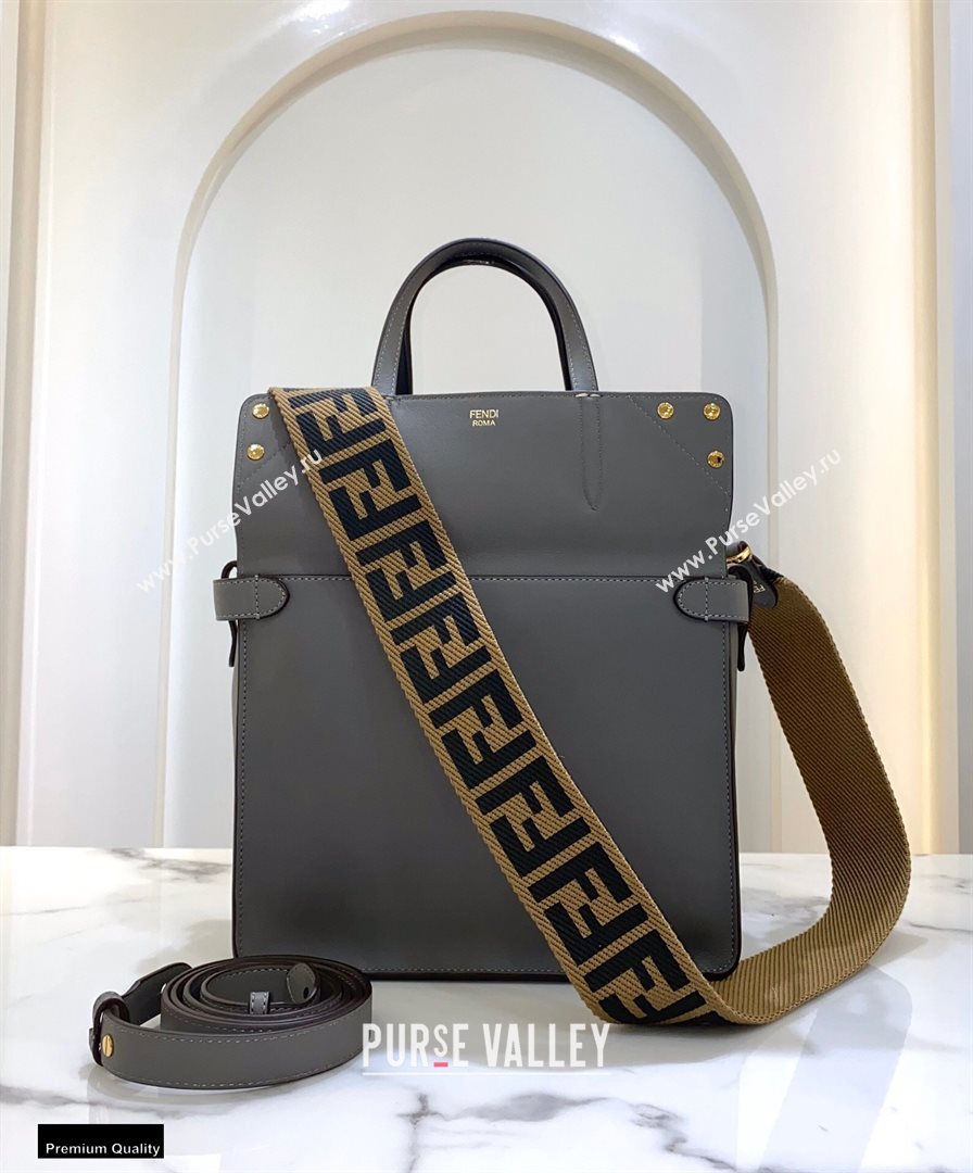 Fendi Flip Regular Medium Tote Bag Gray/Black (chaoliu-20120808)