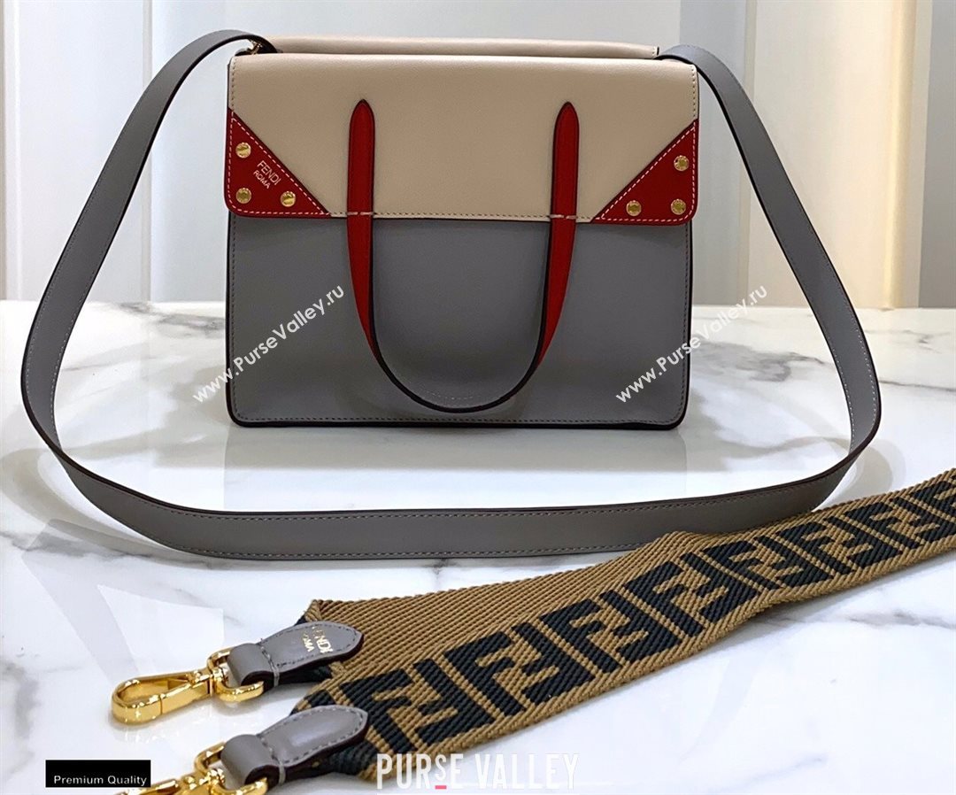 Fendi Flip Regular Medium Tote Bag Gray/Red (chaoliu-20120809)