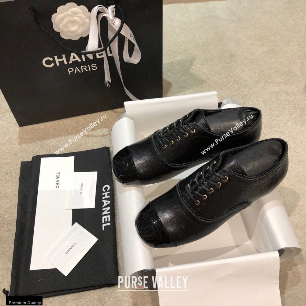 Chanel Calfskin Lace-Ups G36483 Black 2020 (shouxiu-20121121)
