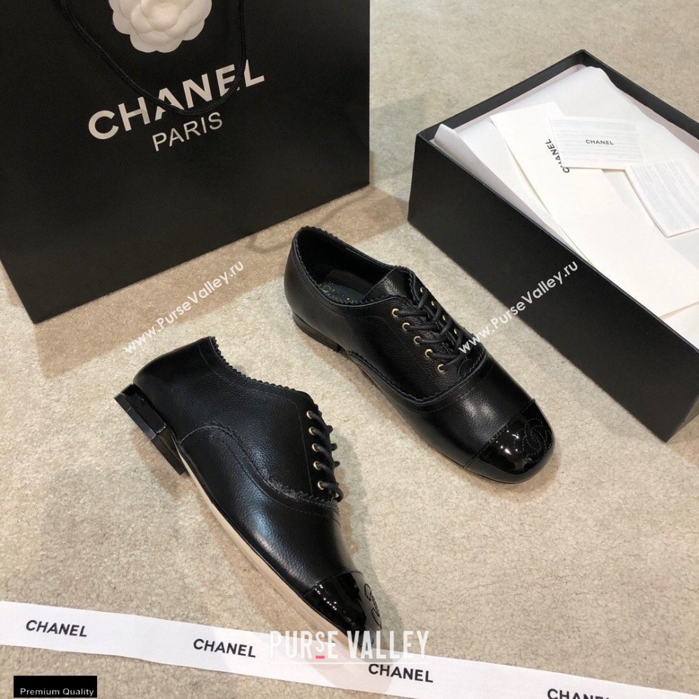 Chanel Calfskin Lace-Ups G36483 Black 2020 (shouxiu-20121121)