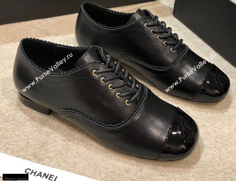 Chanel Calfskin Lace-Ups G36483 Black 2020 (shouxiu-20121121)