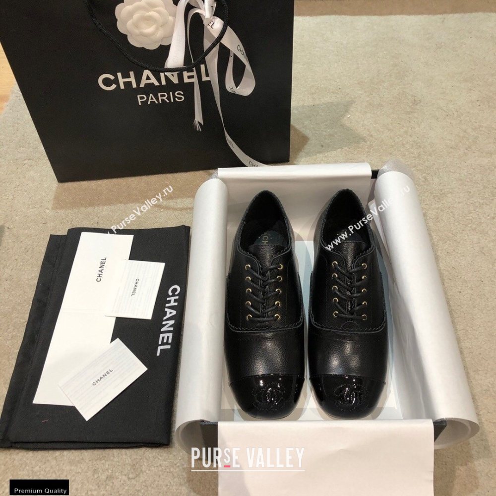 Chanel Calfskin Lace-Ups G36483 Black 2020 (shouxiu-20121121)