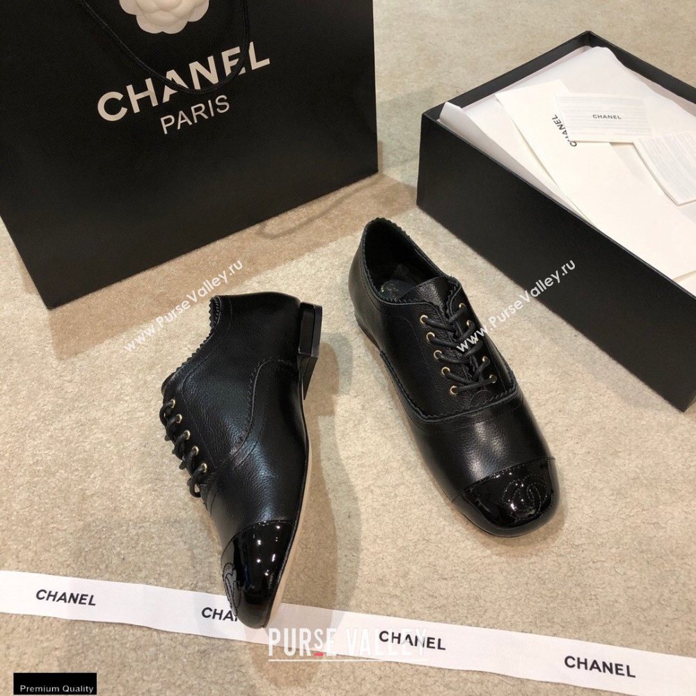 Chanel Calfskin Lace-Ups G36483 Black 2020 (shouxiu-20121121)