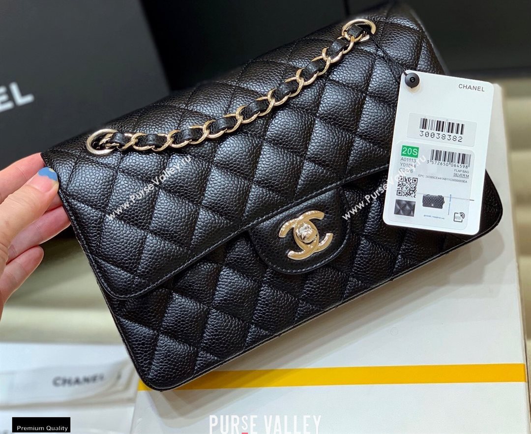 Chanel Original Quality Classic Flap Bag A01113 in Caviar Leather Black with Silver Hardware (shunyang-20120917)