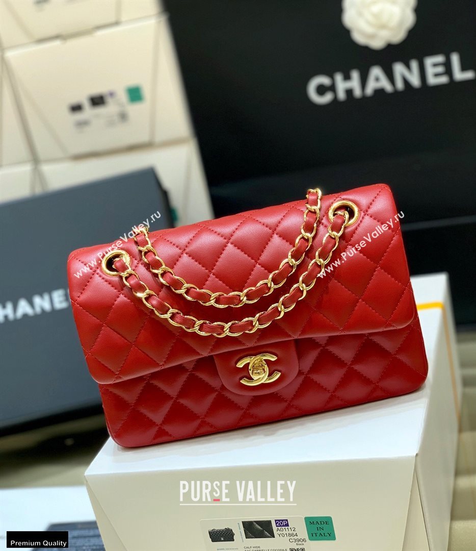 Chanel Original Quality Classic Flap Bag A01113 in Sheepskin Red with Gold Hardware (shunyang-20120919)