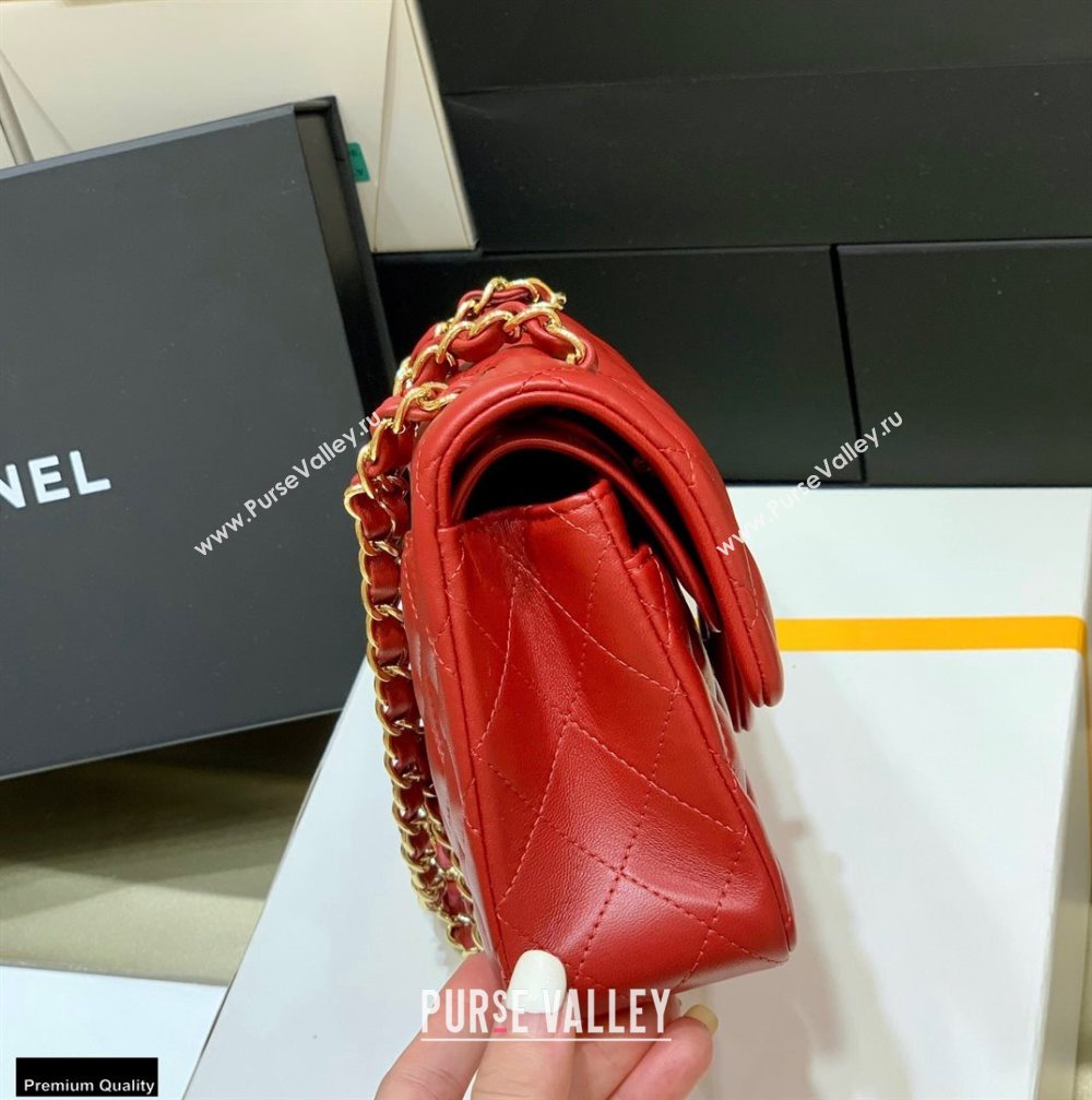 Chanel Original Quality Classic Flap Bag A01113 in Sheepskin Red with Gold Hardware (shunyang-20120919)