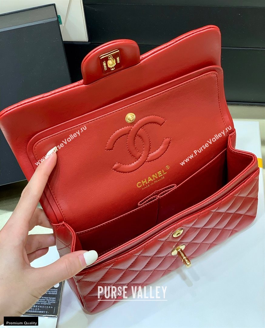 Chanel Original Quality Classic Flap Bag A01113 in Sheepskin Red with Gold Hardware (shunyang-20120919)