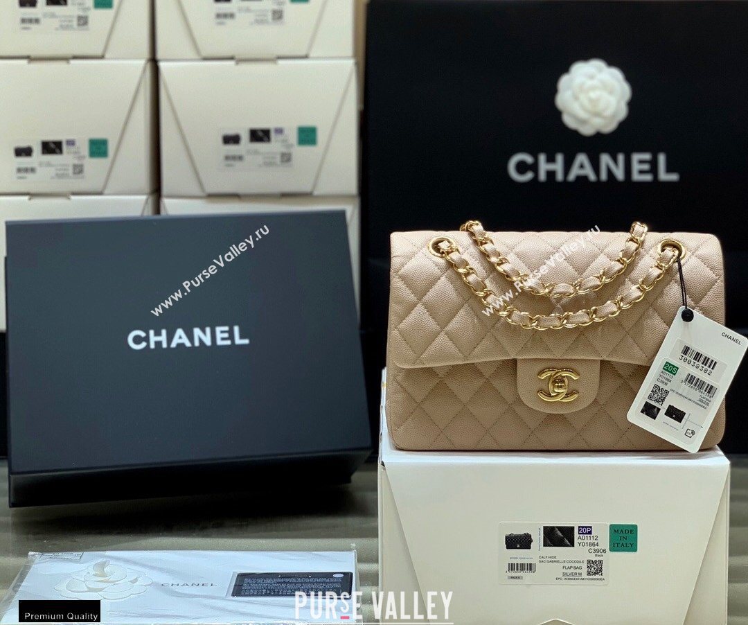 Chanel Original Quality Classic Flap Bag A01113 in Caviar Leather Beige with Gold Hardware (shunyang-20120921)