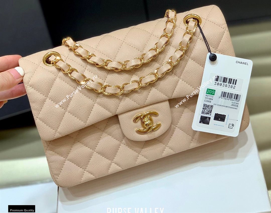 Chanel Original Quality Classic Flap Bag A01113 in Caviar Leather Beige with Gold Hardware (shunyang-20120921)