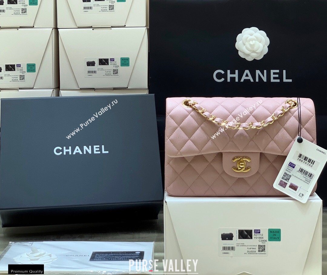 Chanel Original Quality Classic Flap Bag A01113 in Caviar Leather Light Pink with Gold Hardware (shunyang-20120922)