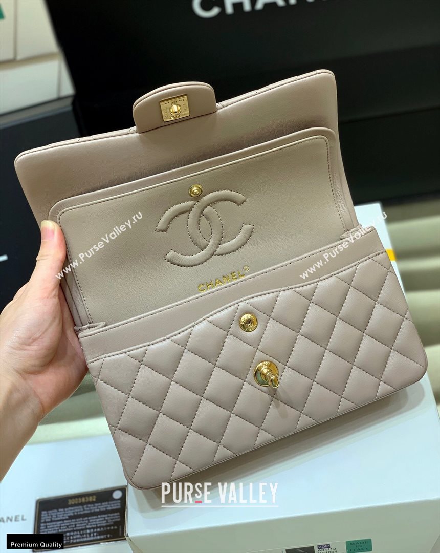 Chanel Original Quality Classic Flap Bag A01113 in Sheepskin Pale Gray with Gold Hardware (shunyang-20120923)