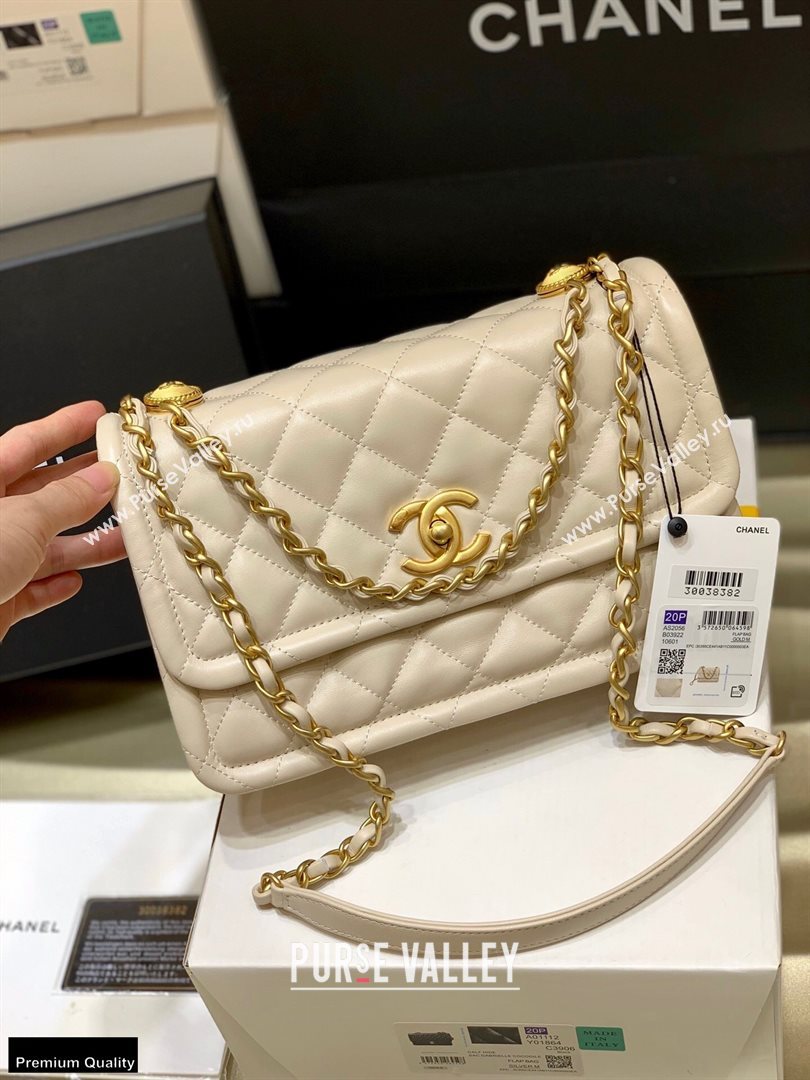 Chanel Original Quality Vintage Button On Top Large Flap Bag AS2056 Beige 2020 (shunyang-20120902)