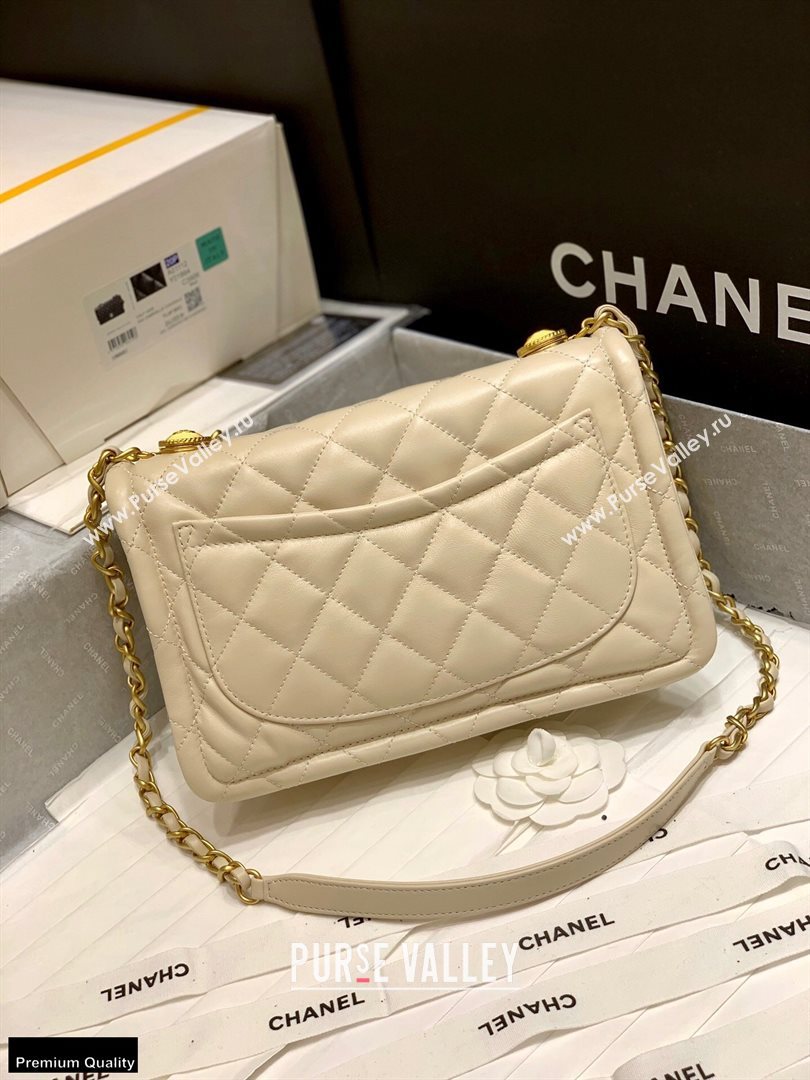 Chanel Original Quality Vintage Button On Top Large Flap Bag AS2056 Beige 2020 (shunyang-20120902)