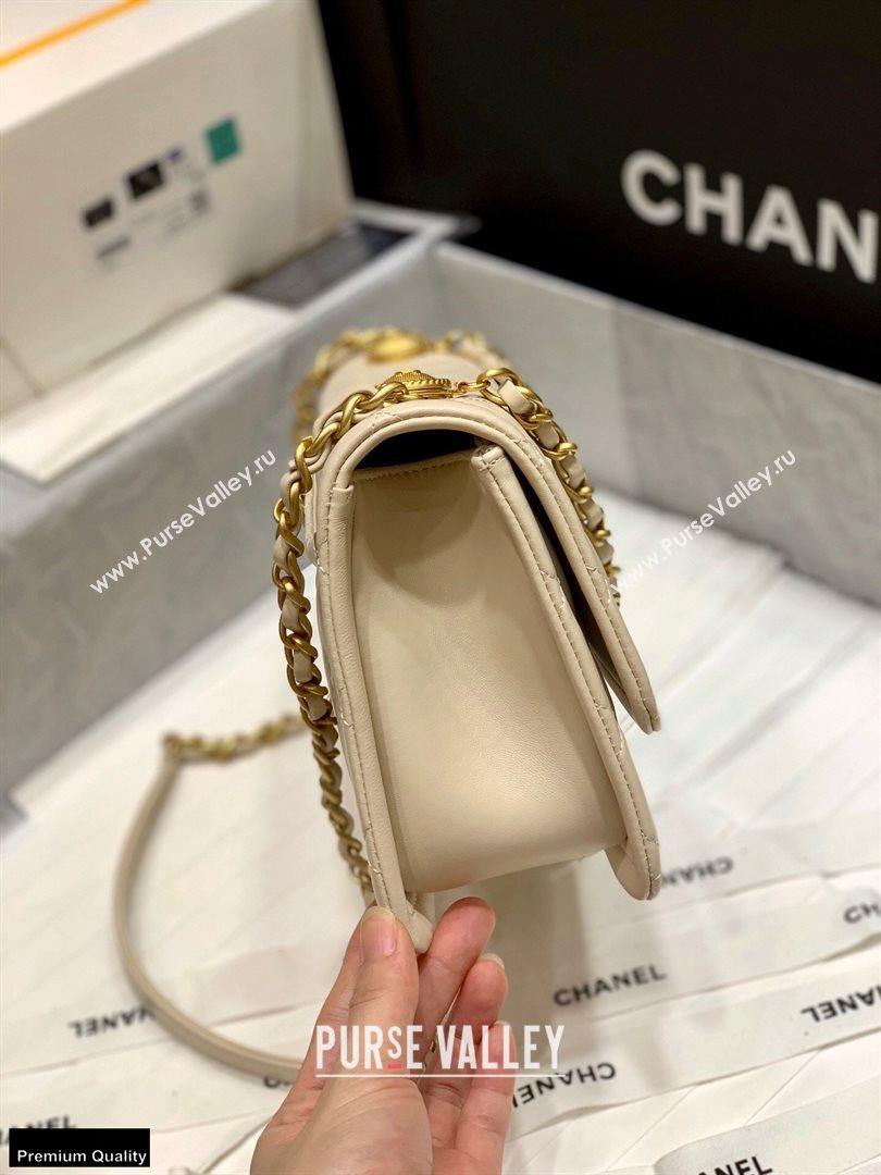 Chanel Original Quality Vintage Button On Top Large Flap Bag AS2056 Beige 2020 (shunyang-20120902)