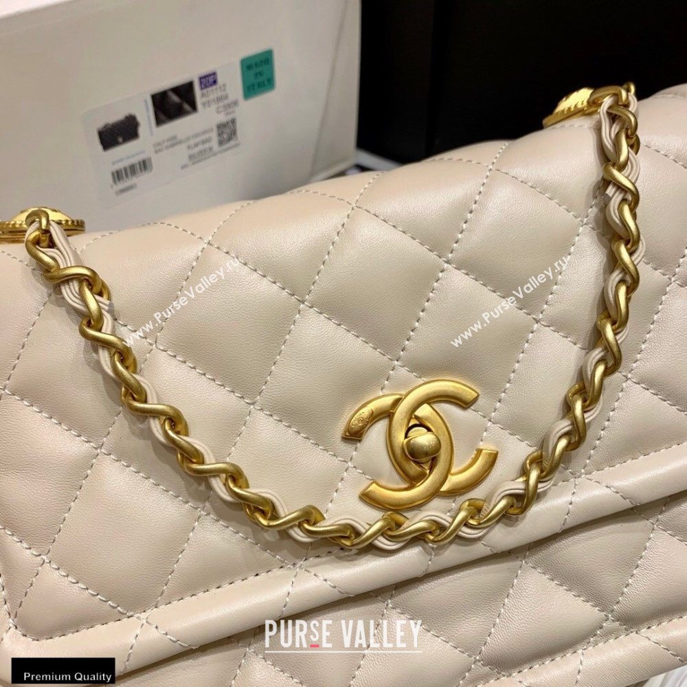 Chanel Original Quality Vintage Button On Top Large Flap Bag AS2056 Beige 2020 (shunyang-20120902)