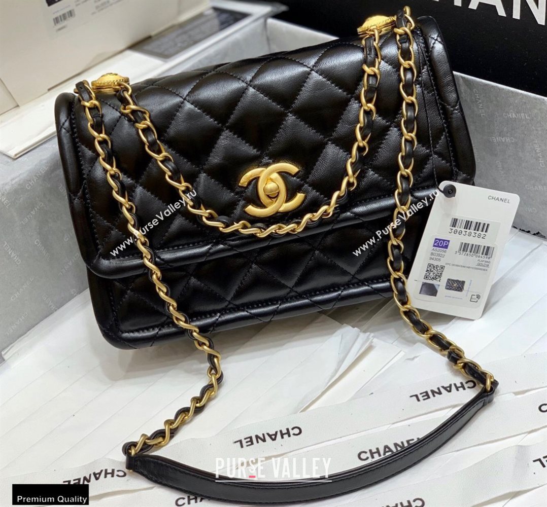 Chanel Original Quality Vintage Button On Top Large Flap Bag AS2056 Black 2020 (shunyang-20120901)