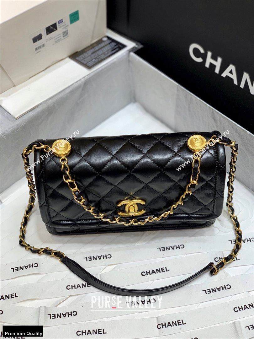 Chanel Original Quality Vintage Button On Top Large Flap Bag AS2056 Black 2020 (shunyang-20120901)