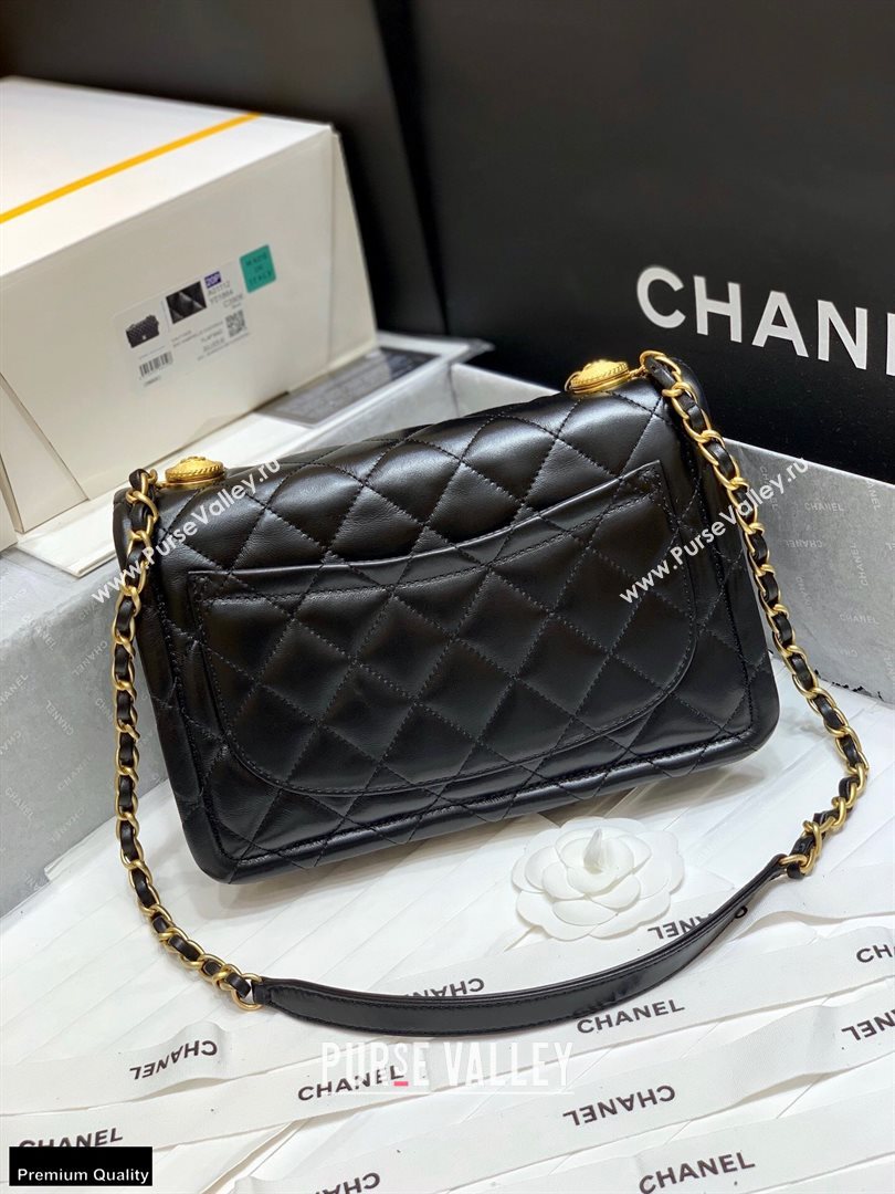 Chanel Original Quality Vintage Button On Top Large Flap Bag AS2056 Black 2020 (shunyang-20120901)