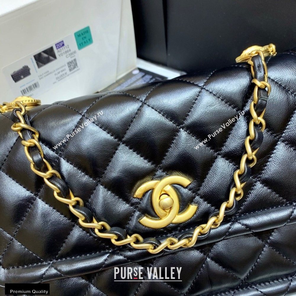 Chanel Original Quality Vintage Button On Top Large Flap Bag AS2056 Black 2020 (shunyang-20120901)