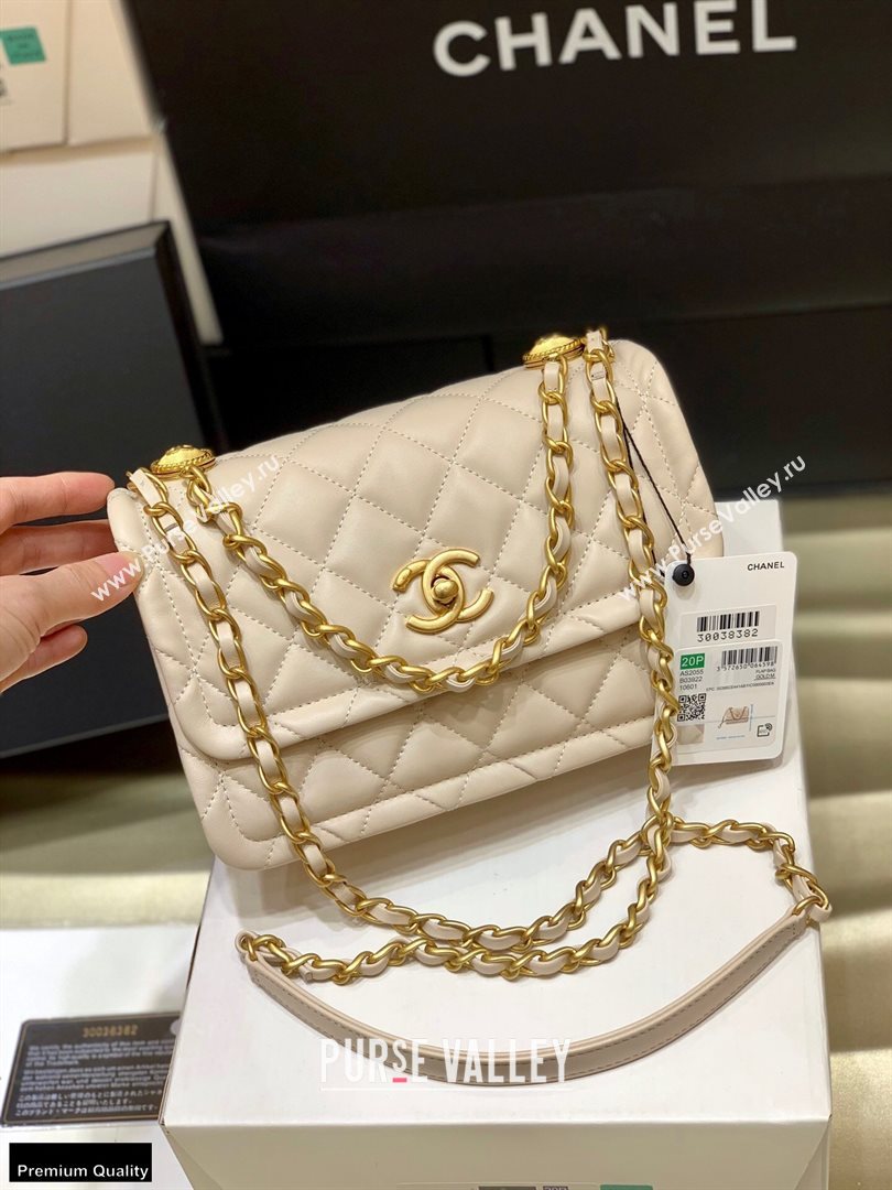 Chanel Original Quality Vintage Button On Top Medium Flap Bag AS2055 Beige 2020 (shunyang-20120905)