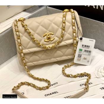 Chanel Original Quality Vintage Button On Top Medium Flap Bag AS2055 Beige 2020 (shunyang-20120905)