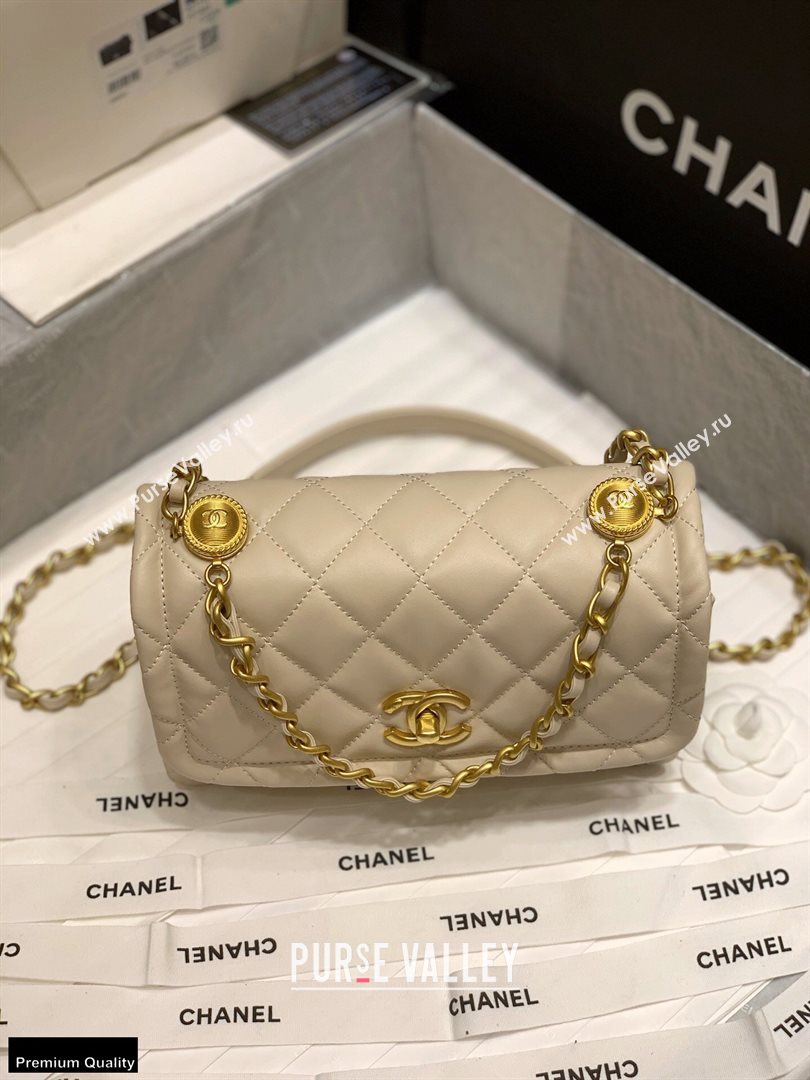 Chanel Original Quality Vintage Button On Top Medium Flap Bag AS2055 Beige 2020 (shunyang-20120905)