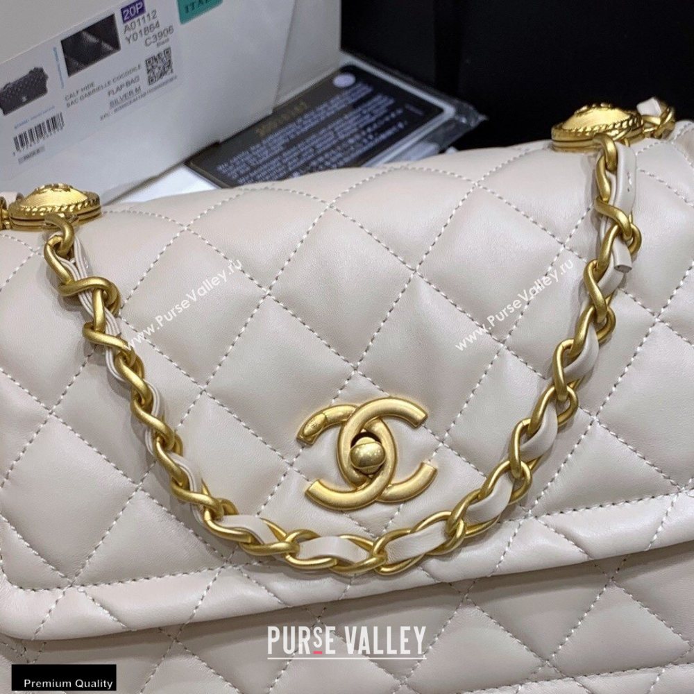 Chanel Original Quality Vintage Button On Top Medium Flap Bag AS2055 Beige 2020 (shunyang-20120905)