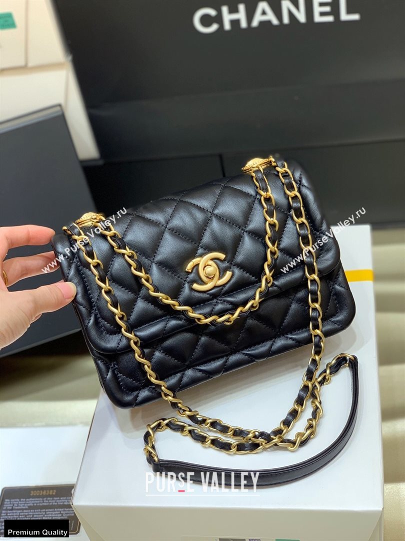 Chanel Original Quality Vintage Button On Top Medium Flap Bag AS2055 Black 2020 (shunyang-20120904)