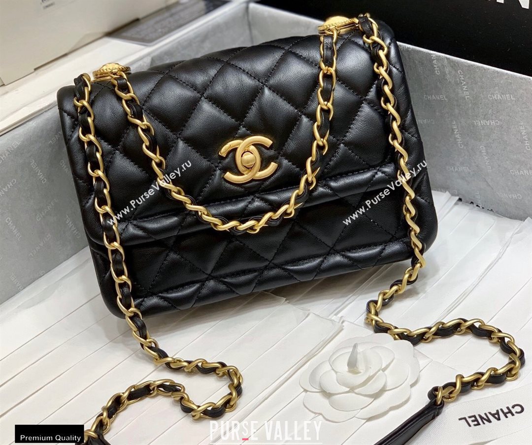 Chanel Original Quality Vintage Button On Top Medium Flap Bag AS2055 Black 2020 (shunyang-20120904)