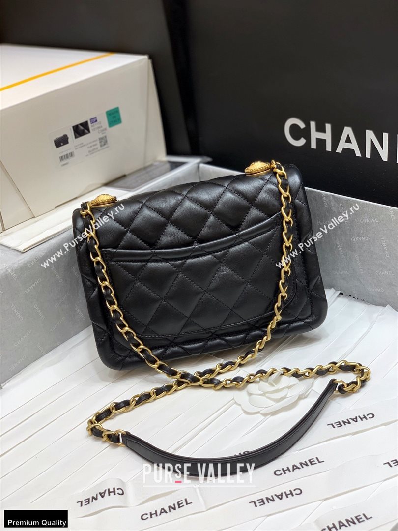 Chanel Original Quality Vintage Button On Top Medium Flap Bag AS2055 Black 2020 (shunyang-20120904)