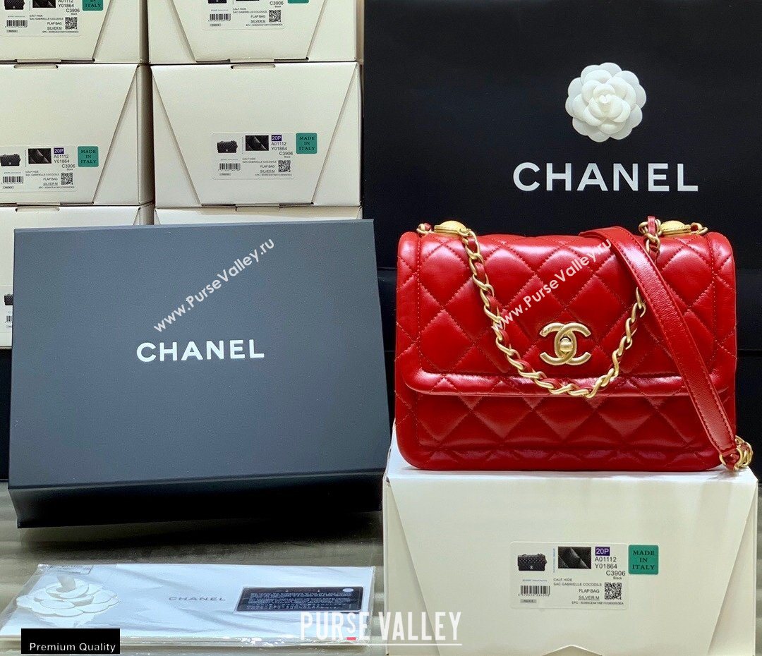 Chanel Original Quality Vintage Button On Top Medium Flap Bag AS2055 Red 2020 (shunyang-20120907)