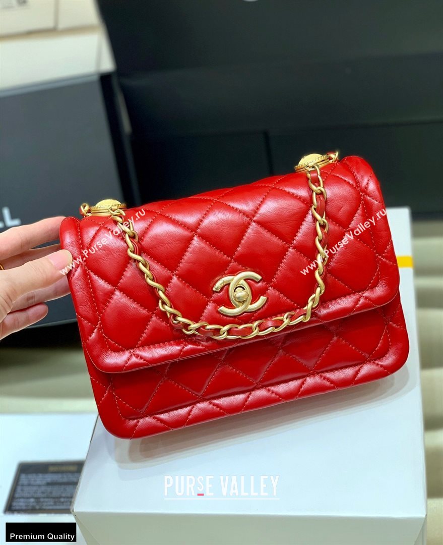 Chanel Original Quality Vintage Button On Top Medium Flap Bag AS2055 Red 2020 (shunyang-20120907)