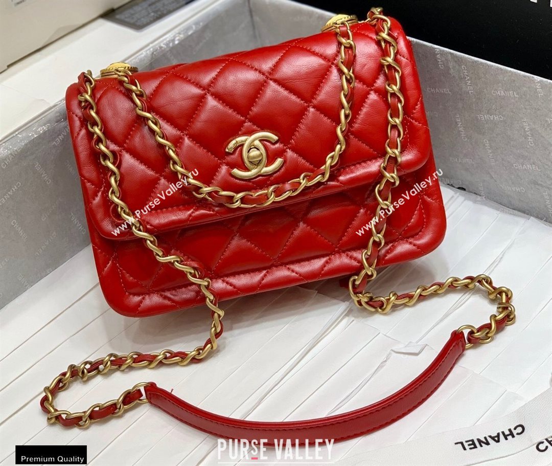 Chanel Original Quality Vintage Button On Top Medium Flap Bag AS2055 Red 2020 (shunyang-20120907)