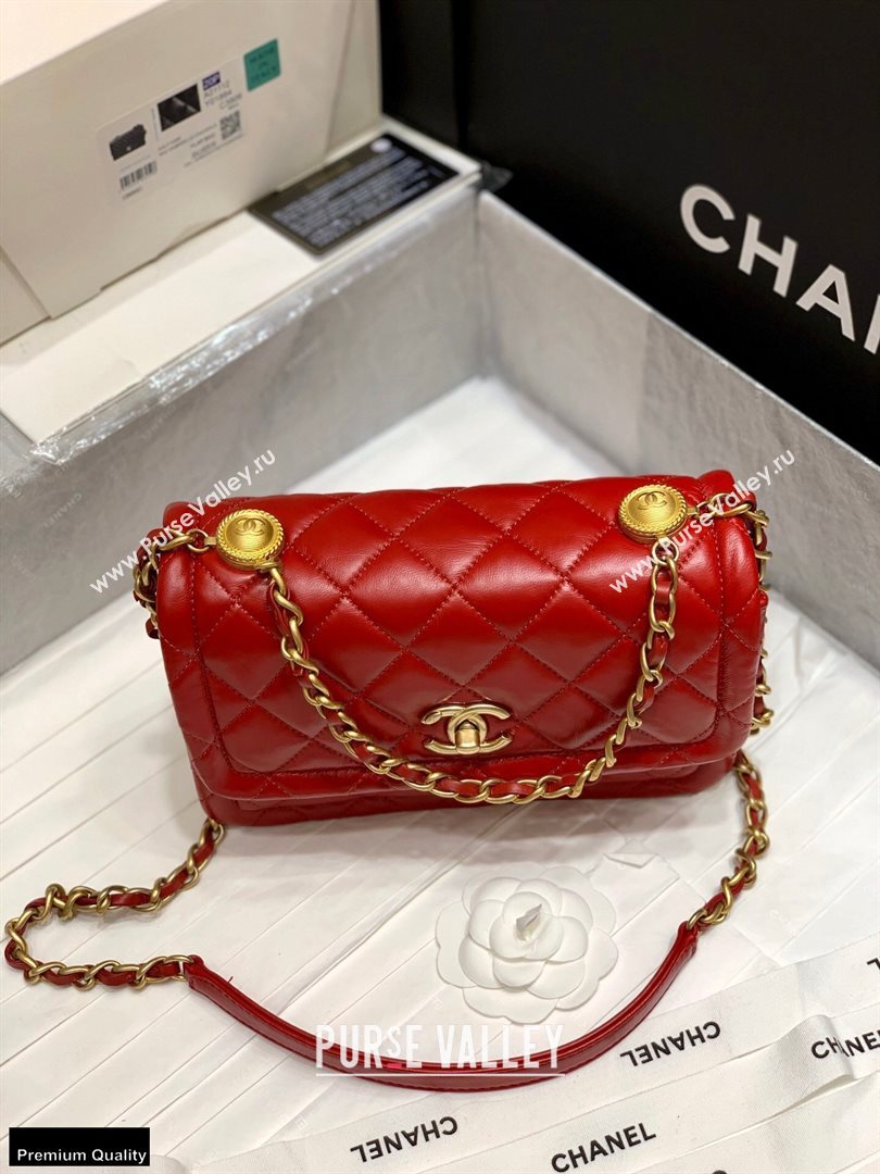 Chanel Original Quality Vintage Button On Top Medium Flap Bag AS2055 Red 2020 (shunyang-20120907)