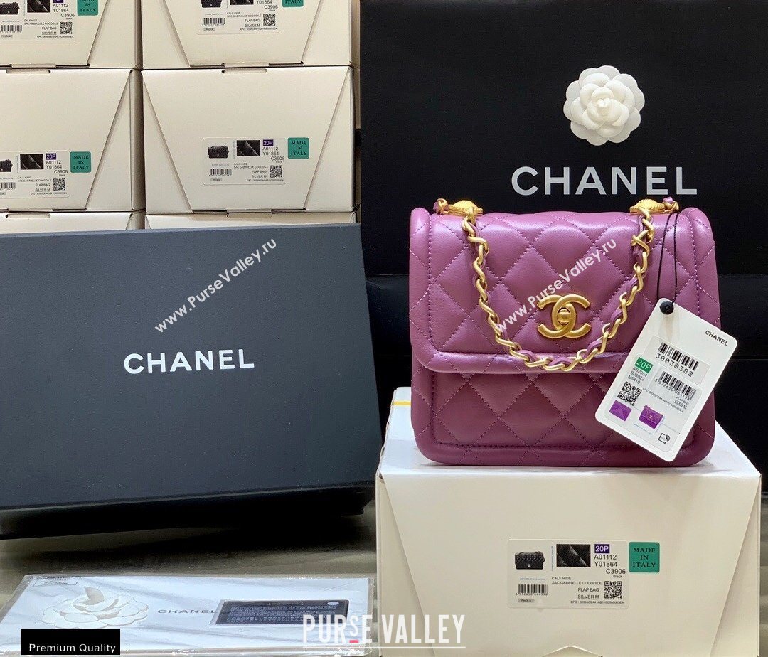 Chanel Original Quality Vintage Button On Top Small Flap Bag AS2054 Purple 2020 (shunyang-20120910)