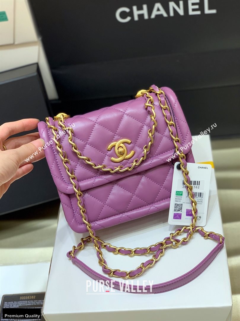 Chanel Original Quality Vintage Button On Top Small Flap Bag AS2054 Purple 2020 (shunyang-20120910)