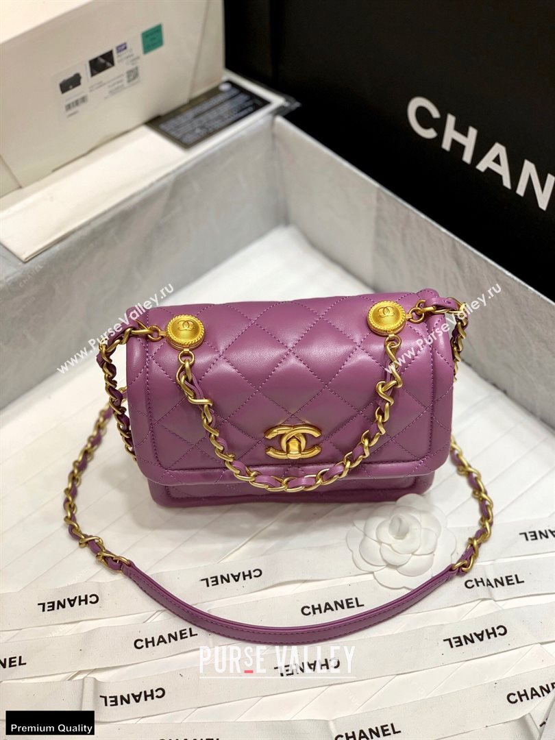 Chanel Original Quality Vintage Button On Top Small Flap Bag AS2054 Purple 2020 (shunyang-20120910)