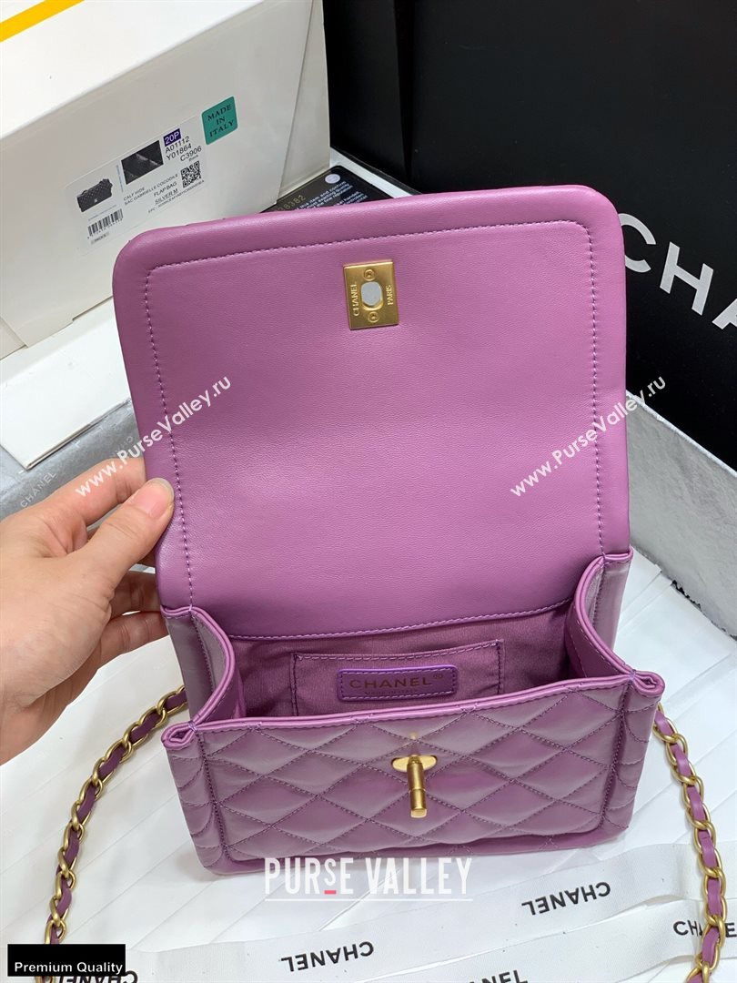 Chanel Original Quality Vintage Button On Top Small Flap Bag AS2054 Purple 2020 (shunyang-20120910)