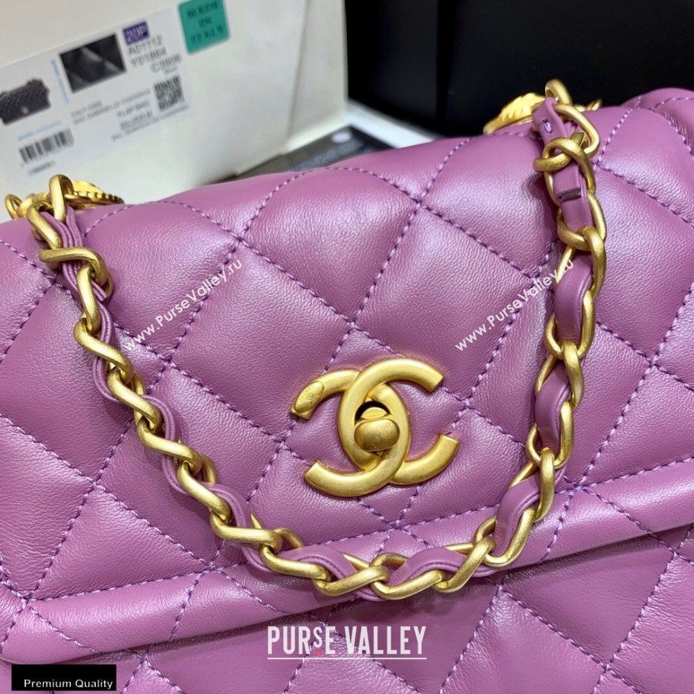 Chanel Original Quality Vintage Button On Top Small Flap Bag AS2054 Purple 2020 (shunyang-20120910)